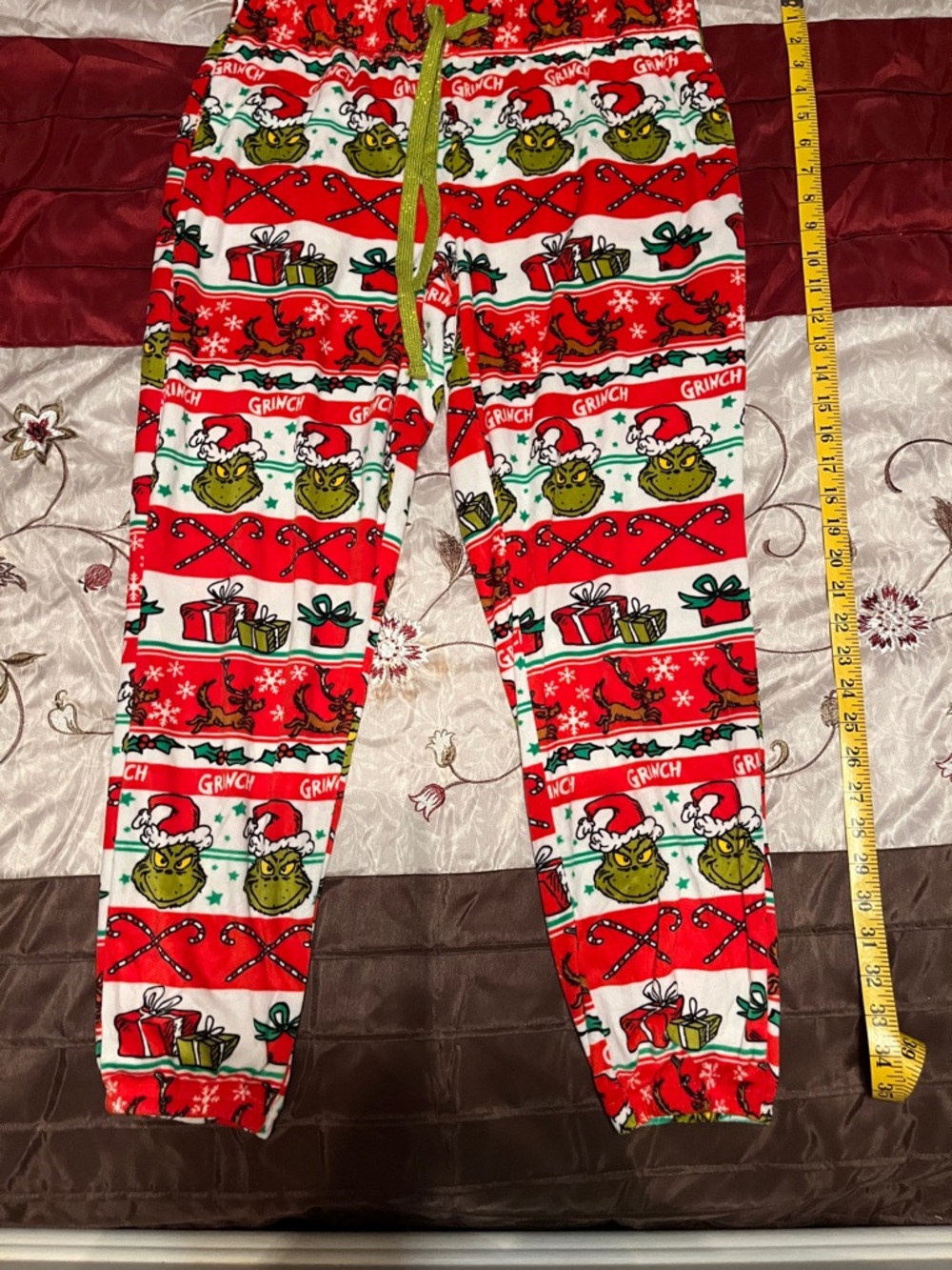 Dr. Seuss Grinch Red White Green Holiday Pajama Pants
